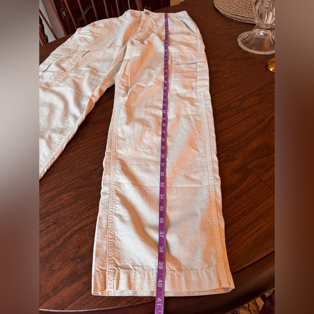 Garage 100% Cotton Wide Straight Leg Khaki Cargo Pants - Size Med